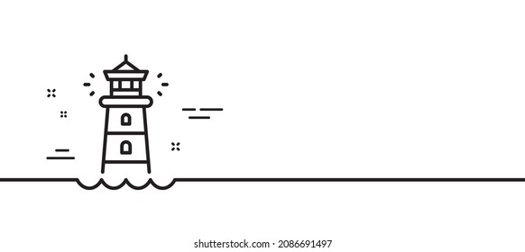 Lighthouse line icon. Searchlight tower sign. Beacon symbol. Minimal line illustration background. Lighthouse line icon pattern banner. White web template concept. Vector