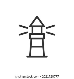 Lighthouse line icon, sign or symbol. Premium pictogram in trendy outline style. Lighthouse pixel perfect vector icon isolated on a white background. 