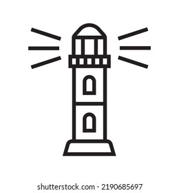 Icono de línea de faro. Simple ilustración de faro para web e impresión aislada en fondo blanco.