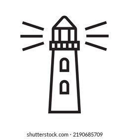 Icono de línea de faro. Simple ilustración de faro para web e impresión aislada en fondo blanco.