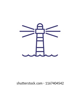 Lighthouse line icon. Tower, beacon light, sea. Navigation concept. Can be used for topics like direction, location, sailing