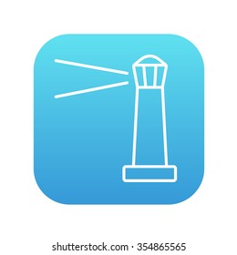 Lighthouse line icon for web, mobile and infographics. Vector white icon on the blue gradient square with rounded corners isolated on white background.