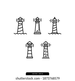 lighthouse line icons vector logo template in trendy style