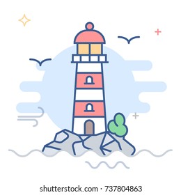 Ilustração da linha do farol