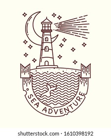 Lighthouse line illustration. hand drawn