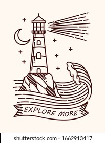 Lighthouse line illustration. hand drawn