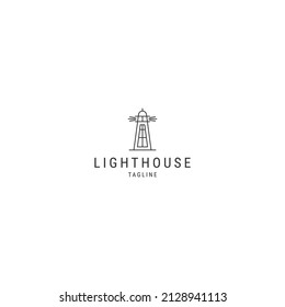 Lighthouse line logo icon design template flat vector