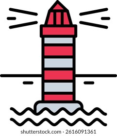 Lighthouse Line Vector Icon Design
