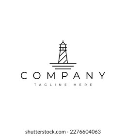 lighthouse line vector logo design