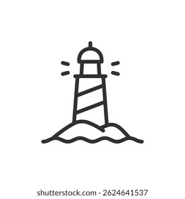 Lighthouse, linear icon. Coastal navigation or sea safety symbol. Line with editable stroke.