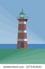 Närsholmen lighthouse located at Gotland, Sweden. Vector illustration