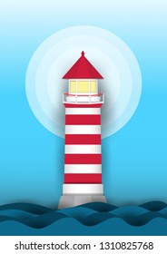 Lighthouse located in the middle of the sea in the daytime.