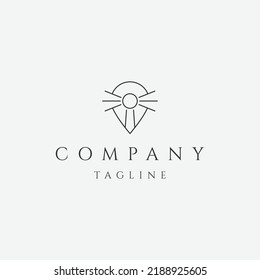 Lighthouse of location line logo icon design template flat vector