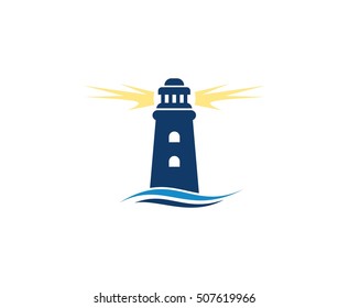 Lighthouse Logo Design Vector Illustration Stock Vector (Royalty Free ...