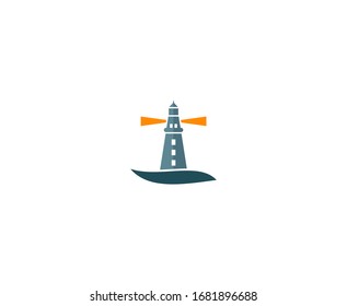 Lighthouse logo beacon vector icon 