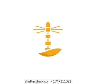 Lighthouse logo beacon vector icon 