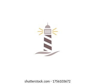 Lighthouse logo beacon vector icon 