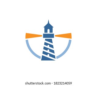 Lighthouse logo beacon vector icon 