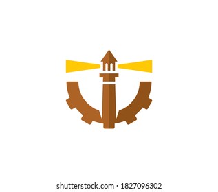 Lighthouse logo beacon vector icon 