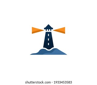 Lighthouse logo beacon vector icon 