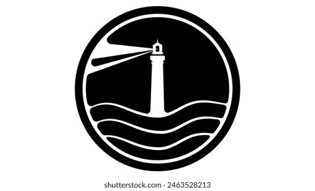  Logotipo del faro, silueta aislada negra
