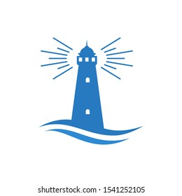 lighthouse logo. building logo, icon and template