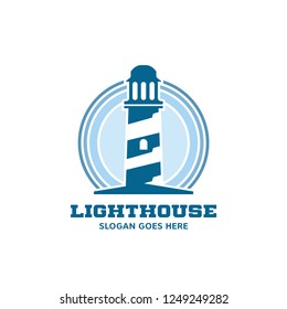 Lighthouse Logo circle abstract design vector template Negative space style