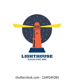 Lighthouse Logo circle abstract design vector template Negative space style