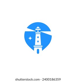 Lighthouse logo with a combination of location points