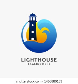Lighthouse logo design in circle shape