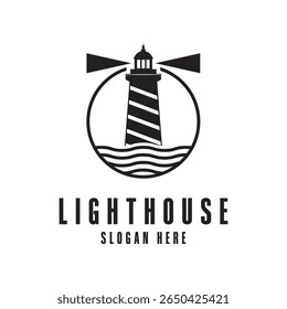 lighthouse logo design concept creative with label circle