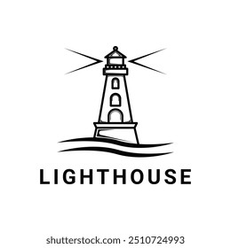 lighthouse logo design concept idea vintage retro style
