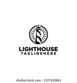 Lighthouse Logo Design Concept Stock Vector Isolated in White Background