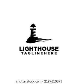 Lighthouse Logo Design Concept Stock Vector Isolated in White Background