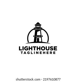 Lighthouse Logo Design Concept Stock Vector Isolated in White Background