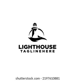 Lighthouse Logo Design Concept Stock Vector Isolated in White Background
