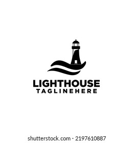 Lighthouse Logo Design Concept Stock Vector Isolated in White Background