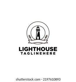 Lighthouse Logo Design Concept Stock Vector Isolated in White Background