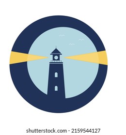 Diseño del logo del faro. Gaviotas voladoras.