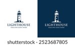 Lighthouse Logo Design Inspiration. Harbor Icon. Maritime Tower emblem. Vector Illustration.