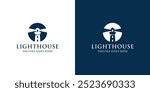 Lighthouse Logo Design Inspiration. Harbor Icon. Light Beacon Symbol. Maritime Tower emblem. Vector Illustration.