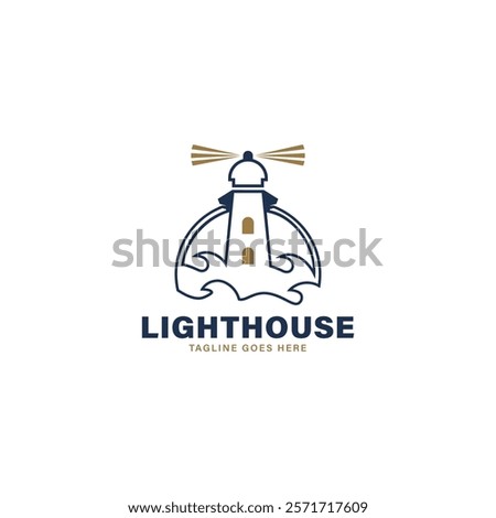 Lighthouse Logo Design Inspiration. Harbor Icon. Lighthouse Symbol. Maritime Tower Emblem. Vector Illustration.