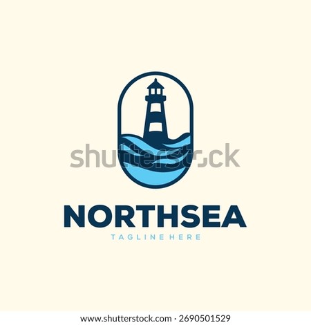 Lighthouse Logo Design Inspiration. North sea vector template.
