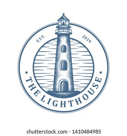 Lighthouse logo design, island with lighthouse