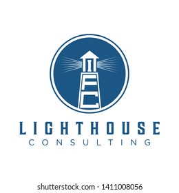 Lighthouse logo design, island with lighthouse