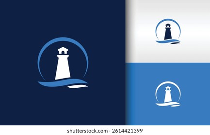 Lighthouse Logo Design Nautical Icon for Sea Navigation
