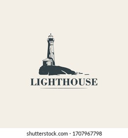 Lighthouse logo design Premium Vector