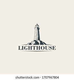 Lighthouse logo design Premium Vector