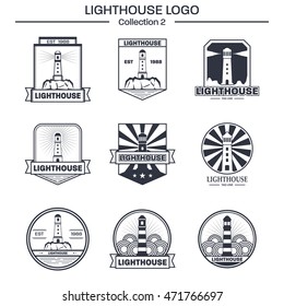 Lighthouse logo design template collection set