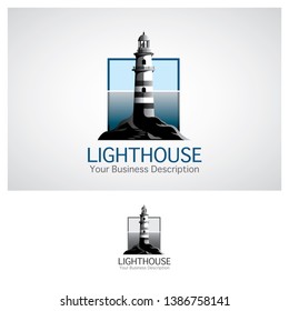Lighthouse logo design template and illustration with the details, this logo can use for label product/brand, company, landmark logo, and many much ideas. - Vector.